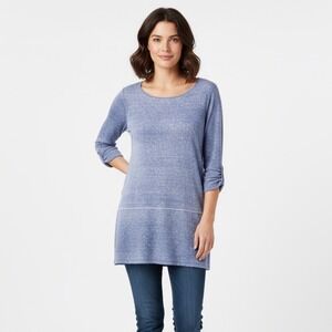 Pure Jill 3/4 Sleeve Boat‎ Neck Pullover L Knit Tunic Top Women's
